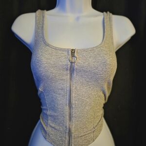 Ambiance Light Gray Zipper Tank Top